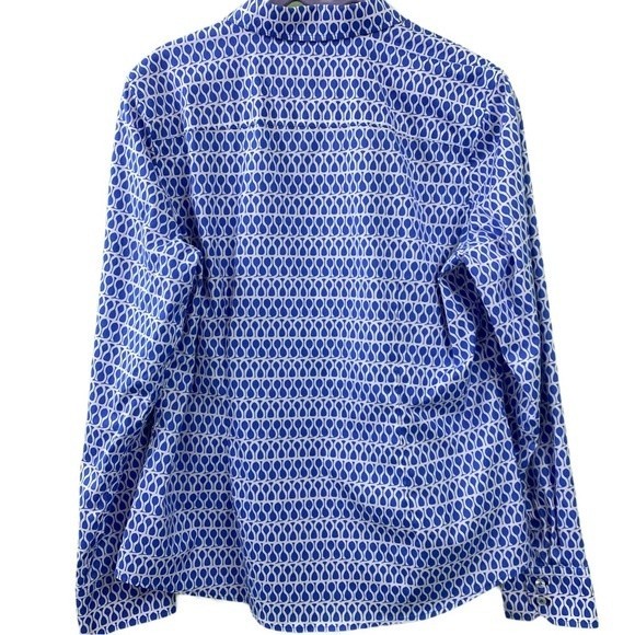 Talbots Blue Geometric Print Long Sleeve Button Up Shirt - Picture 2 of 13